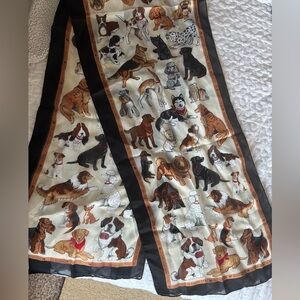 Dog Print Scarf - Black and Cream